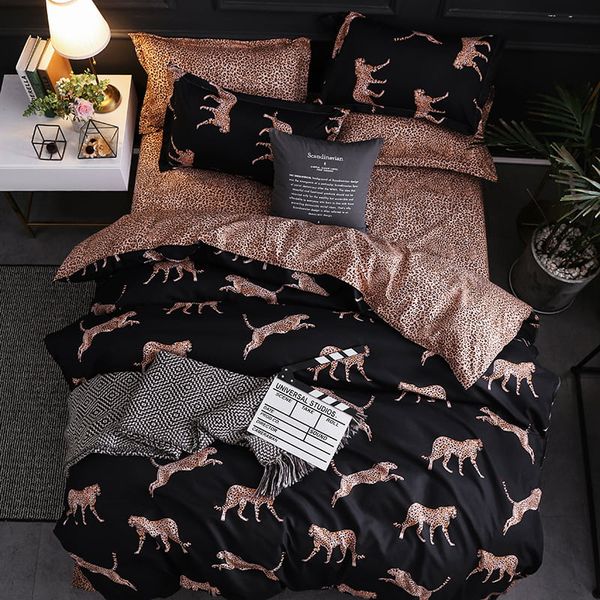 

lovinsunshine luxury duvet cover king size queen size comforter sets leopard printing bedding set ab58#