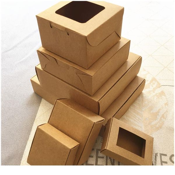 

10pcs new multi color paper gift package& display box with clear pvc window candy favors arts&krafts display package bbyymu