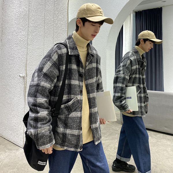 

Clothing 2021 Cotton-quilted Heavy New Winter Checked Printed Cotton-padded Young Men's Clothes W111, Black