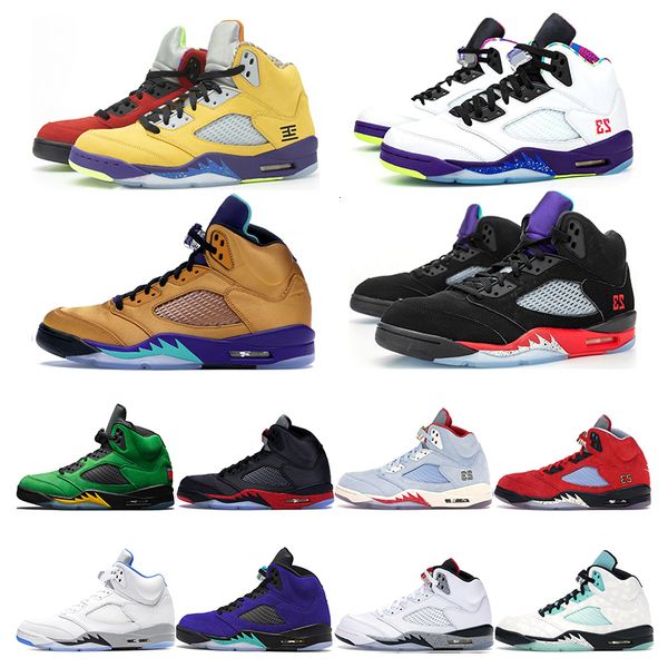 

5s new mens trainers basketball shoes jumpman 5 what the cement 3 fire red hyper royal oregon men sports sneaker fashion outdoor, Black