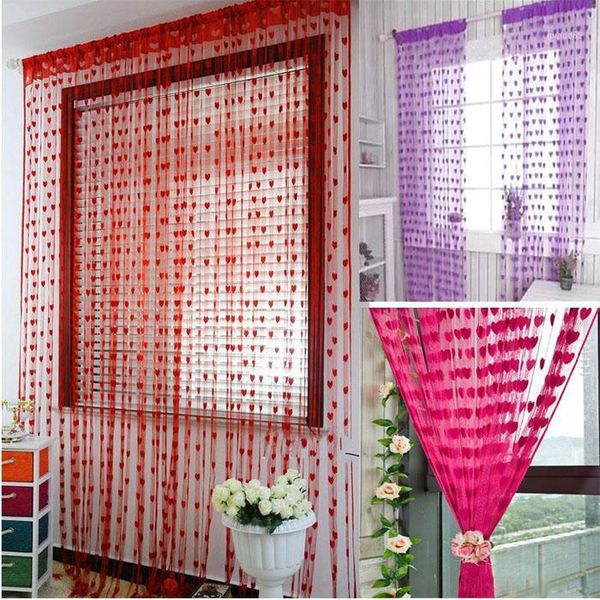 

100x200cm new door string curtain cute heart line tassel string door window curtain valance divider decorative for party wedding1
