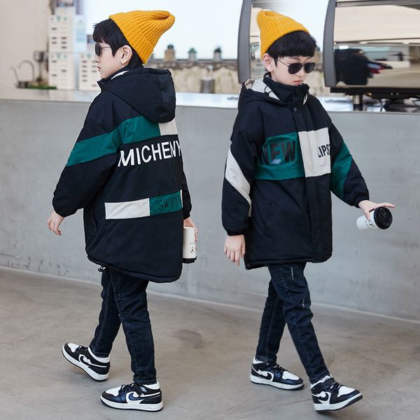 

зима мальчиков вниз 2020 новый утолщенной средней длины куртки иностранный стиль хлопка ватник: тенденция, Blue;gray