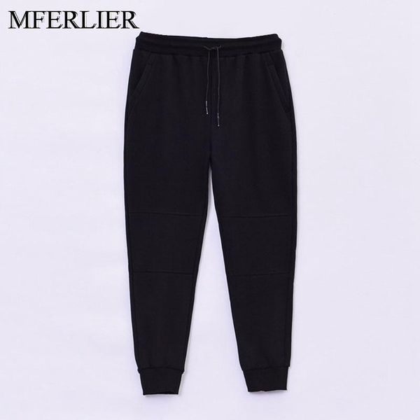 

spring winter fleece men pants plus size trousers 5xl 6xl 7xl loose waist 150cm casual pants men1, Black