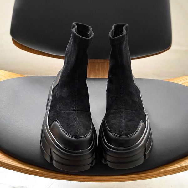 

deat 2020 new spring autumn fashion casual round toe black thick bottom short boots elastic thick muffin women sf794
