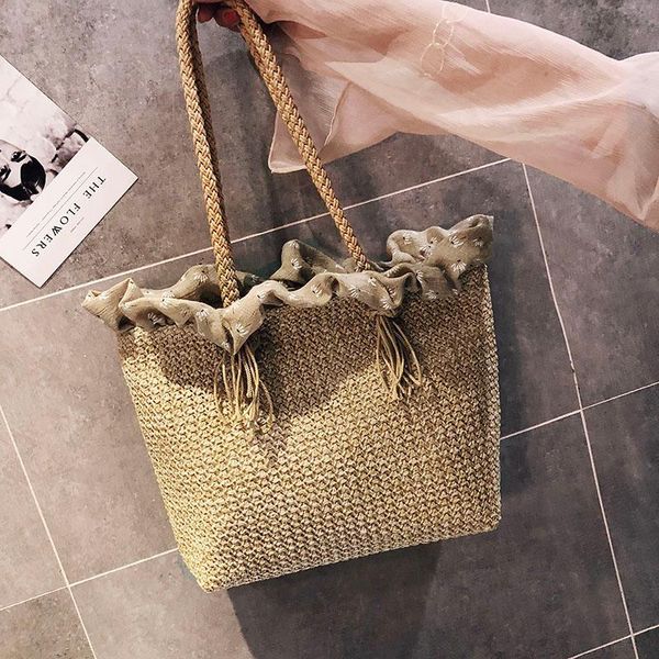 

summer straw shoulder bag female 2020 new korean beach woven bag large capacity crossbody beach handbag c42-90