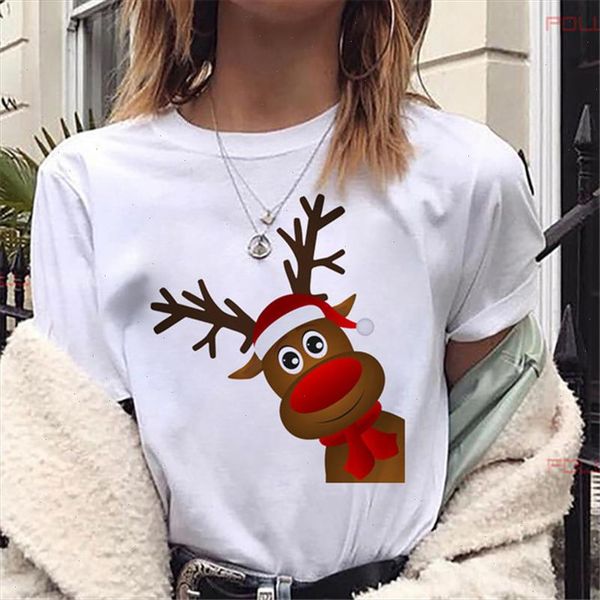 

new kawaii deer printed t shirt women vogue christmas tshirts harajuku short sleeve casual white female shirt tee