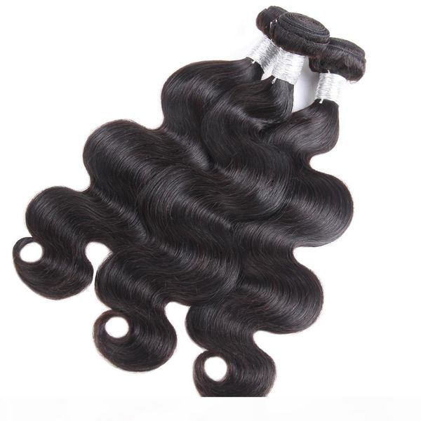 

brazilian body wave hair bundles unprocessed virgin human hair 3 bundles sew in double weft hair extensions body wave, Black