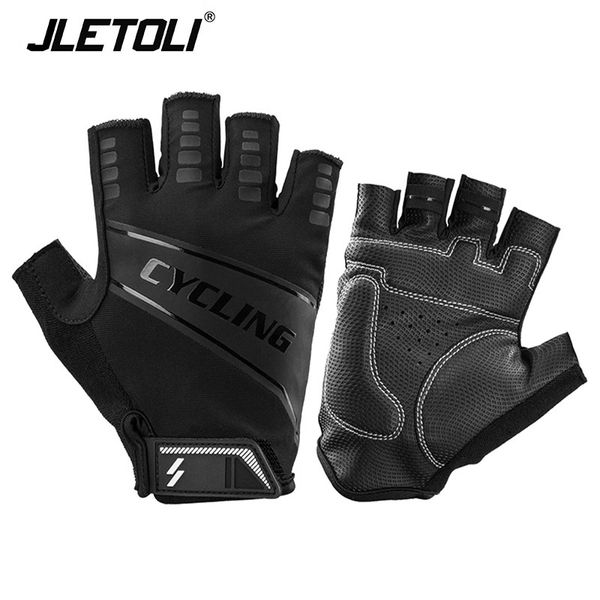 

jletoli half finger mountain bike cycling summer shockproof breathable road bicycle men women sport gloves 201022, Blue;gray