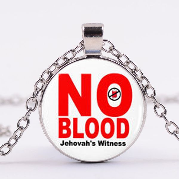 

jw.org " no blood" sign necklace jehovah's witnesses punk long chain glass crystal pendant member souvenir jewelry, Silver