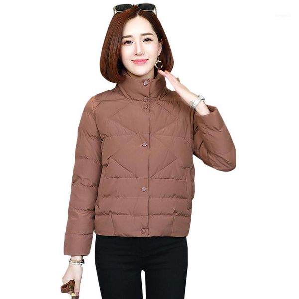 

2019 autumn and winter short jacket women casual thicken cotton coats female solid color parka coats womens1, Black