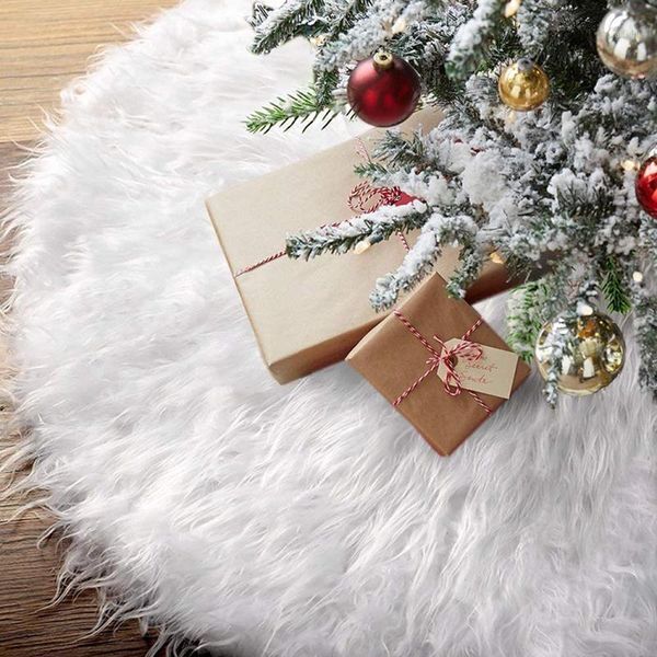 

1pc white christmas tree plush skirt decoration for merry christmas party faux fur xmas tree carpet decor new year home navidad1