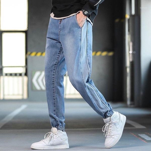 

autumn corset jeans men korean fashion autumn winter loose harem pants men's, Blue
