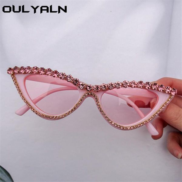 

oulylan vintage uv400 cat shades sunglasses eye fashion luxury diamond sun women glasses ladies for 2020 eyewear triangle trendy cmjcb, White;black