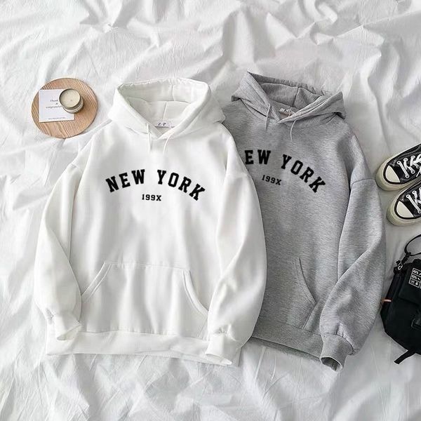 

new letter print sweatshirt women hoodie winter youth clothing korean velvet warm long sleeve punk loose streetwear hoodie lj201103, Black