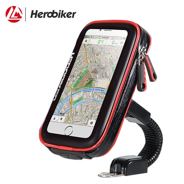 

herobiker motorcycle holder support waterproof moto mobile phone stand case bags for iphone x 8 7 6 6s plus & samsung