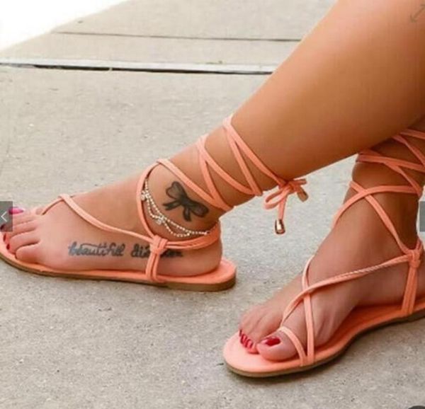 

woman summer sandals lace up cross-tied zapatos mujer sapato ladies women flats casual shoes flip thong sling back f181218, Black