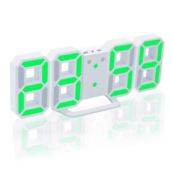 24/12 Stundenanzeige Uhr Alarm LED Digitaluhr Wandbehang 3D Tischuhr Kalender Temperaturanzeige Helligkeit einstellbar LJ201204