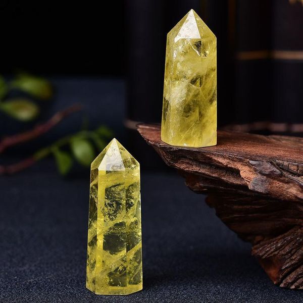 

1pc natural crystal point citrine healing obelisk yellow quartz wand beautiful ornament for home decor energy stone qyljqg, Black