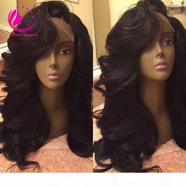 

grade unprocessed brazilian lace front human hair wigs body wave glueless virgin human hair wigs with baby hair for black women hip, Black;brown