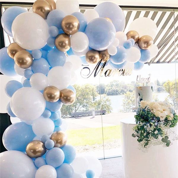 

121pcs macaron pastel blue white gold chrome balloon arch garland wedding birthyday baby shower party background decor globos q1122