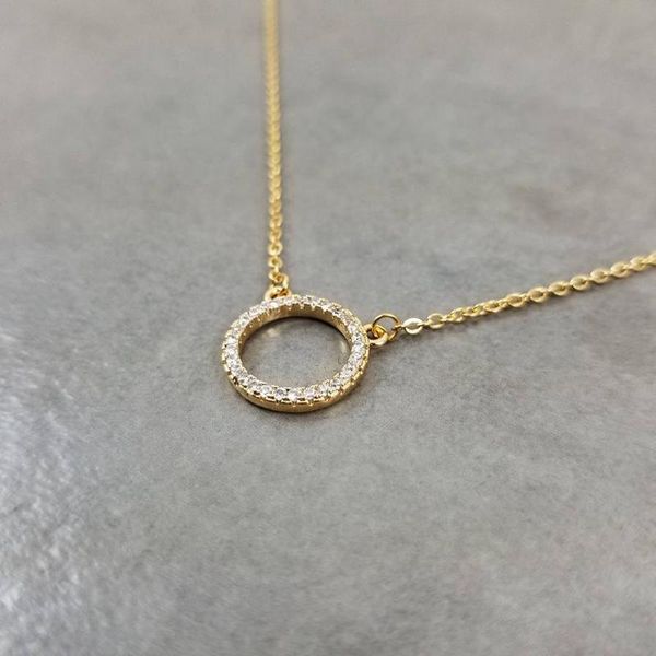

chains women's fashion thin circle cz rose gold necklace dainty good luck karma charm pendant wedding jewelry bridesmaid gifts, Silver