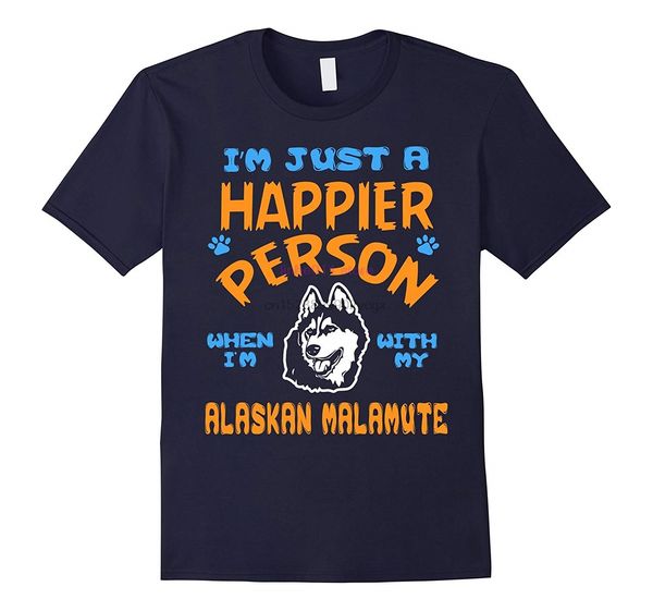 

new men shirt a happier person with my alaskan malamute t-shirt sport hooded sweatshirt hoodie