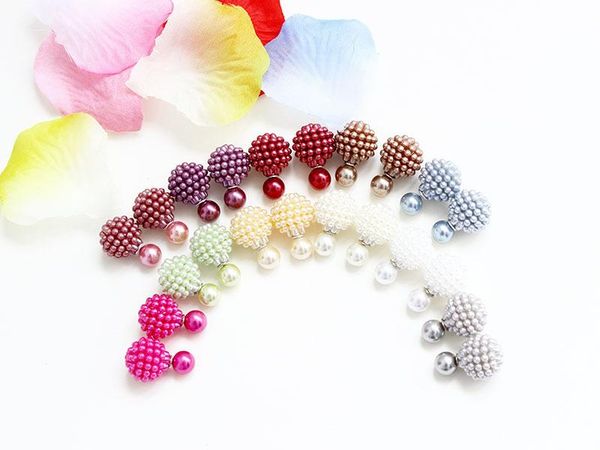 

ball earrings double side earrings bead ear studs earrings, Golden;silver