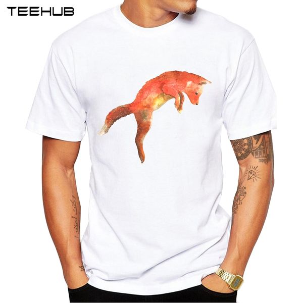 

2019 jumpping fox men t-shirt short sleeve casual t shirt hipster red fox printed tee o-neck summer sport hooded sweatshirt hoodie