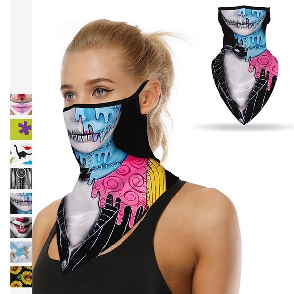 

face cover balaclava scarf neck outdoor sport earloop headband fashion funny windproof dust scarf wrap camping accessory, Black