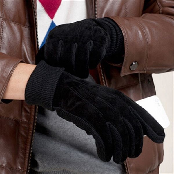 

fashion new outdoor men' winter warm gloves xl xxl black brown colors rowan pigskin leather glove mittens for men ing, Blue;gray