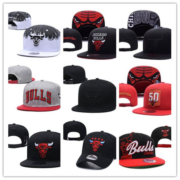 

mens designer hats basketball bulls snapback hats baseball football cap flat adjustable cap sports hat mix order, Black