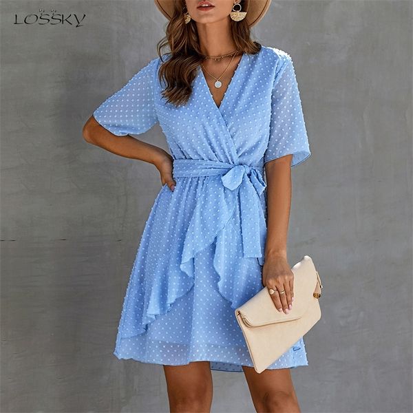 Kadınlar Elbise Rahat Fırfır Yay Bağcık-up Siyah Yaz Sundresses Takas Everyday Mini Kısa Giyim Yüksek Bel Kırmızı Sarı T200620