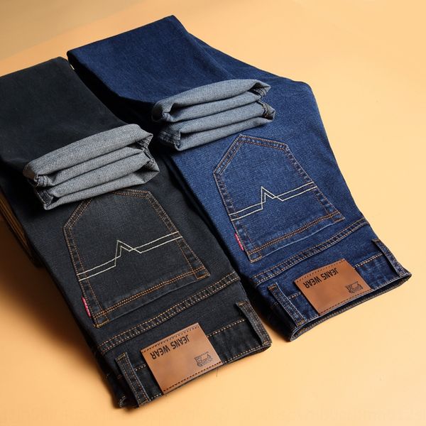 

эластичный небольшой прямой тонкий простой классический мужской универсальный прохладно мужчин джинсы и джинсы bkiaz, Blue