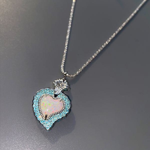 

2020 star same style radiant heart sterling silver 925 necklace sparkling glitter clavicle chain element chain for men and women