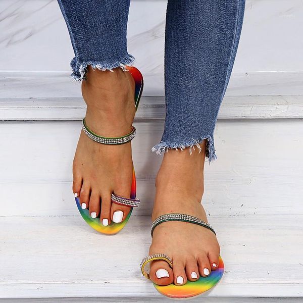 

slippers women fashion rainbow flats summer casual flip flops woman flat shoes 36-43 plus size comfortable female beach sandals1, Black