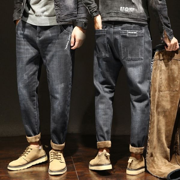 

s0b4 women female waist jeans woman zipper black blue elastic skinny pencil pants high plus size wash denim trousers girl