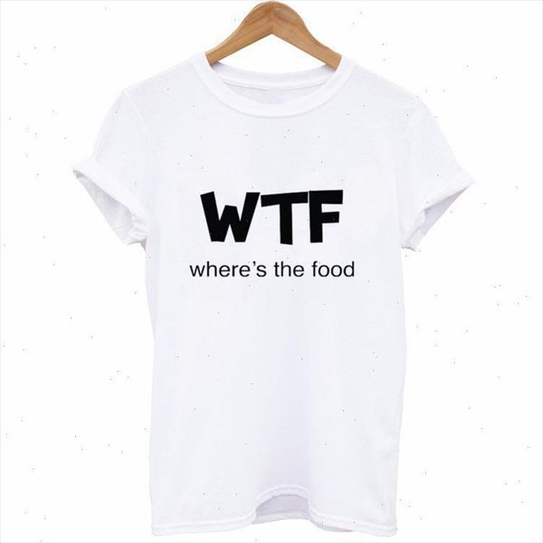 

wtf where the food letter print t shirt women short sleeve o neck loose tshirt summer fashion women tee shirt, White