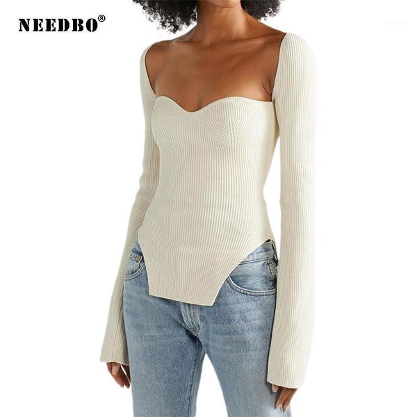 

sweater women knitted pullover white side split square collar femme sweater casual ladies sweaters autumn winter weater women1, White;black