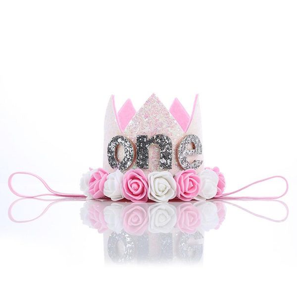 

boy girl first birthday hat girl gold pink priness crown number 1st year old birthday party hat glitter birthday headband bbyznl sweet07