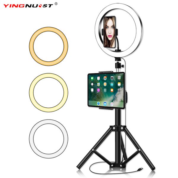 

10inch light tripod stand phone holder ipad pgraphy studio video led ring lamp 5600k with usb plug for makeup