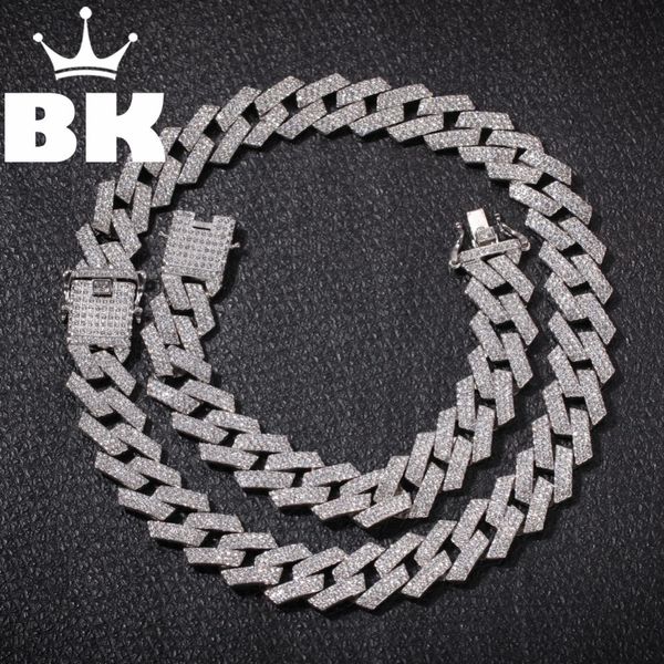 

new color 20mm cuban link chains necklace fashion hiphop jewelry 3 row rhinestones iced out necklaces for men t200113, Silver