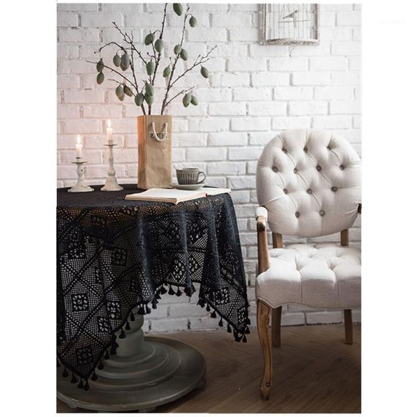 

square 60cm/90cm nordic style openwork tablecloth piano cover towel hand crochet lace modern fashion european round table cloth1