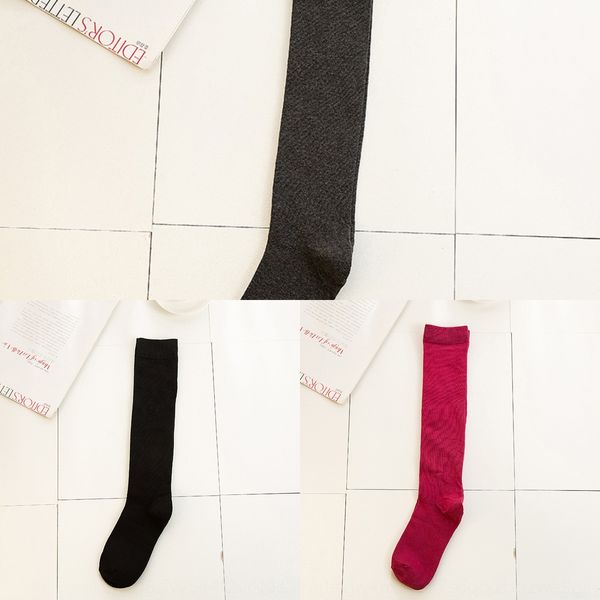 

новой сплошного цвета эластичной длинных трубок ноги чулки гольфы style street photo студент гольфы давление нога носки o6jyo, Black