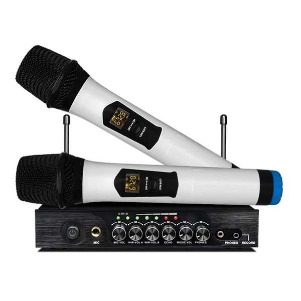 

portable uhf bluetooth wireless microphone m6 with adjustable bass reverb mic for ktv karaoka home theater system loudspeaker eu