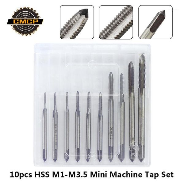 

10pcs hss m1 m1.2 m1.4 m1.6 m1.7 m1.8 m2 m2.5 m3 m3.5 mini tap drill bit machine metric thread tap set screw1