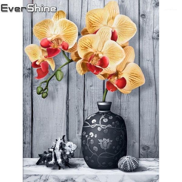 

paintings evershine diamond painting orchid handicrafts embroidery flower vase rhinestone pictures mosaic sale wall decoration1