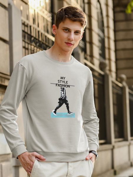 

men slogan and figure graphic pullover 357u#, Black