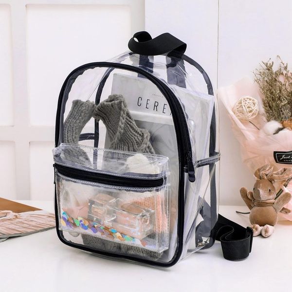 

2021 new transparent pvc backpack cute sequins student bag multifunctional outdoor travel rucksack mochila mujer sac a dos