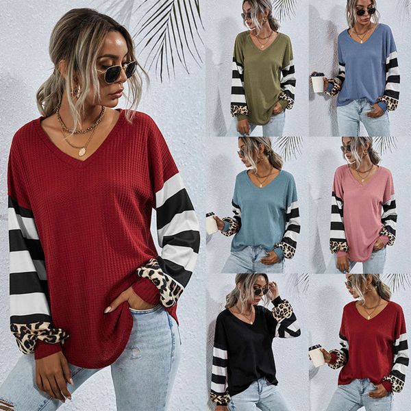 

striped splicing long sve t-shirt women's autumn and winter, Black;gray