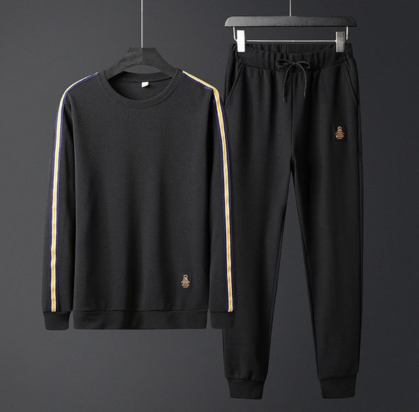 

2021 new new mens tracksuit autumn winter pieces warm men sweatshirt + pants casual sportwear male jogger suit o-neck x5q6, Gray